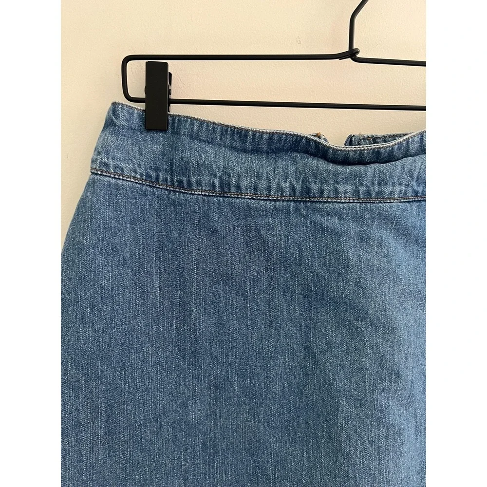 Vintage Y2K 90s Denim Skort Blue Denim Embroidered Floral Mini Boho Cottage